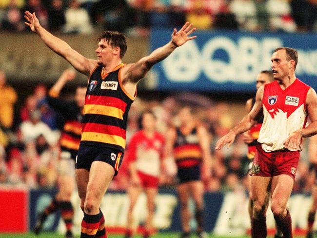 Peter Vardy was the hero for Adelaide against Sydney, kicking six goals in muddy conditions. The win set up a preliminary final against the Bulldogs