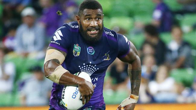 NRL - Melbourne Storm v Gold Coast Titans at AAMI Park , Marika Koroibete in action. . 13th March 2016 Picture: Colleen Petch.