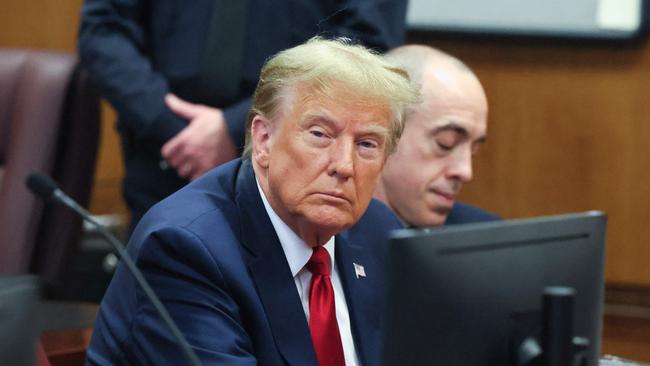 Former US President Donald Trump attends a hearing at Manhattan Criminal Court in New York City on February 15, 2024. Trump is in court ahead of a trial for illegally covering up hush money payments made to hide extramarital affairs, including with porn star Stormy Daniels. Picture: Brendan McDermid/AFP