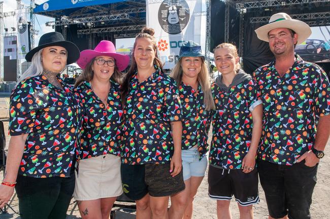 Laura Parrett, Anna Schloss, Will Schloss from Capella, Sarah Whiteley from Miles, Casey Whiteley from Clermont, Shannan Young from Miles at NQ's Rock'N Country 2022.Picture: Michaela Harlow