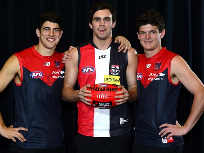 The draft top three (from left) Christian Petracca, Paddy McCartin and Angus Brayshaw. Picture: Stephen Harman