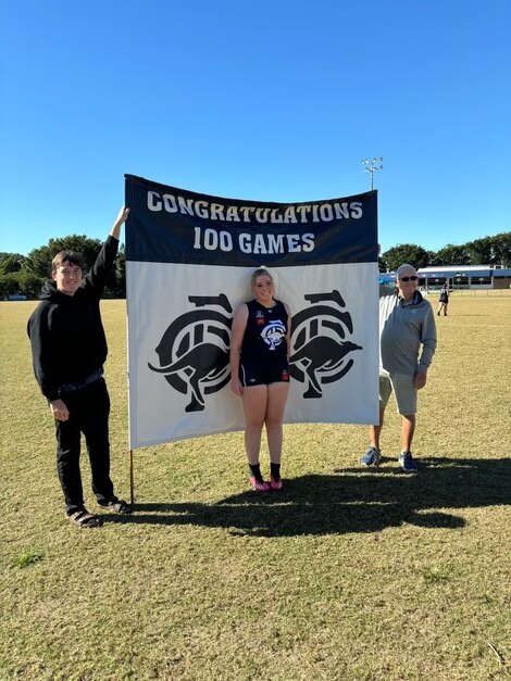 Hip, hip Hooray for Brooke Fingland of Coorparoo ahead of his 100th match.