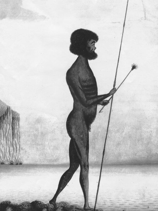 A typical depiction of a Sydney Aborigine about 1800. Courtesy British Museum