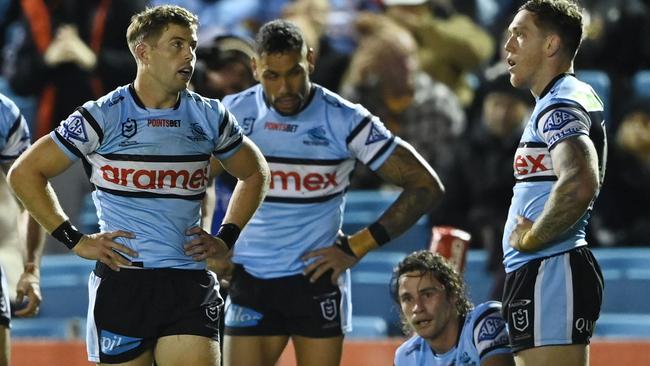 NRL 2024 RD15 Cronulla-Sutherland Sharks v Dolphins - dejected. Picture: NRL Photos