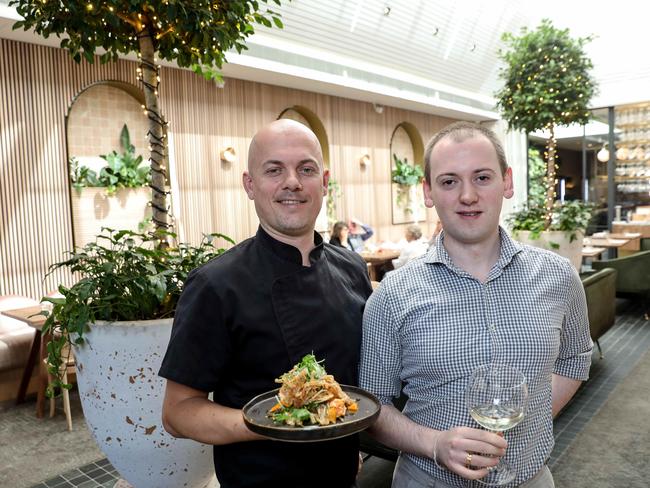 Feathers’ chef Luke Brabin and sommelier Geoff Hunt. Photo: AAP Image/Russell Millard