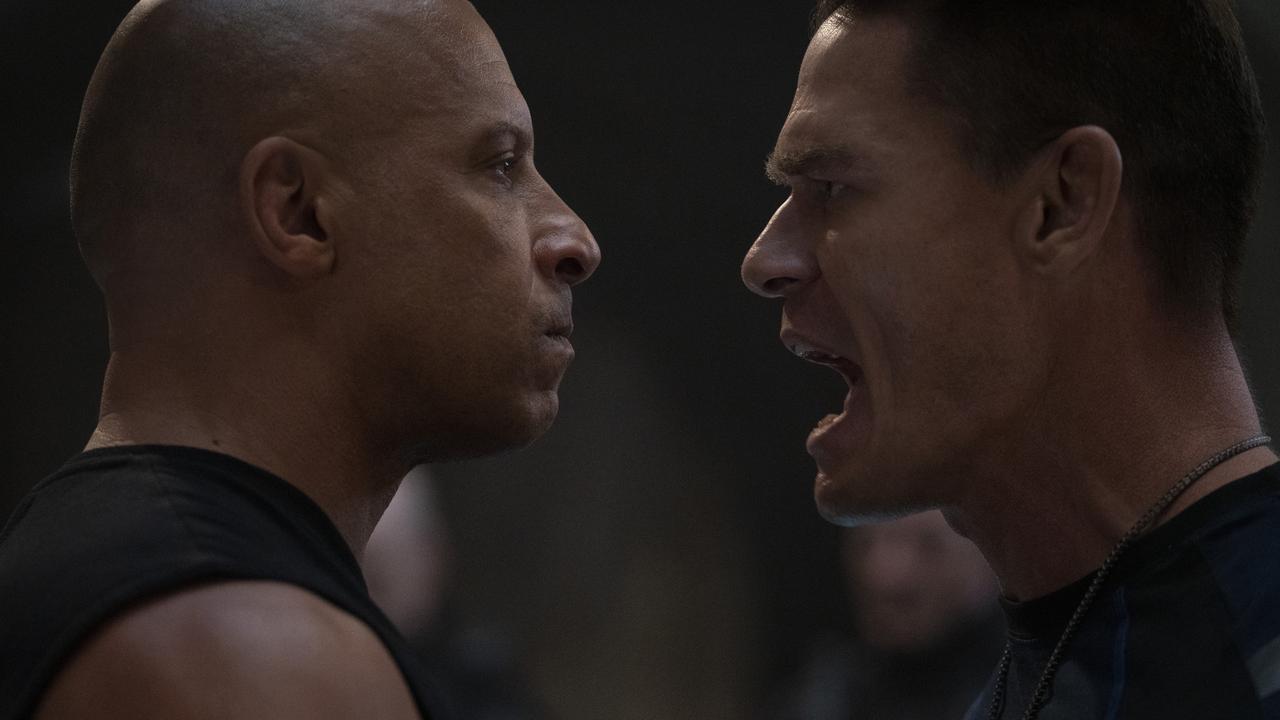 Dom (Vin Diesel) and Jakob (John Cena) in F9, directed by Justin Lin.