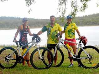 Sally Balharry, Craig McCormack and Debra Minor at Mt Morgan dam for the Try2 triathlon on Easter Sunday. Picture: Jann Houley