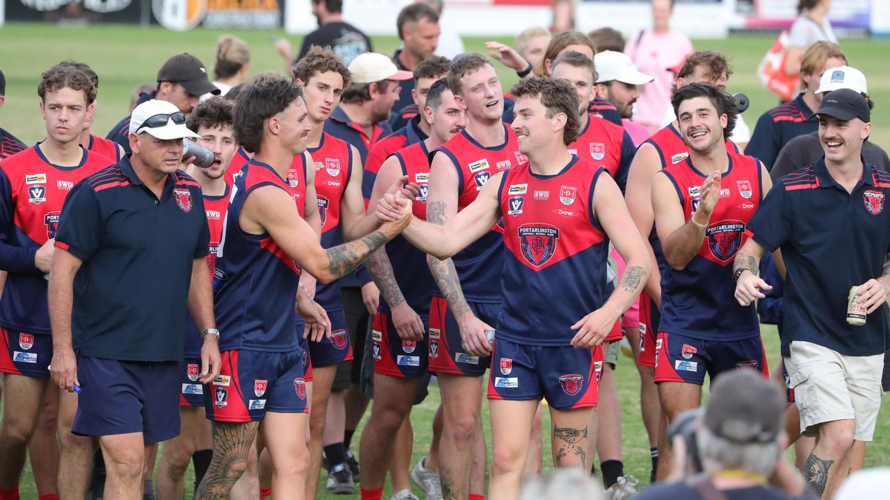 Portarlington leave the ground after beating Newcomb by 37 points. Picture: Mark Wilson