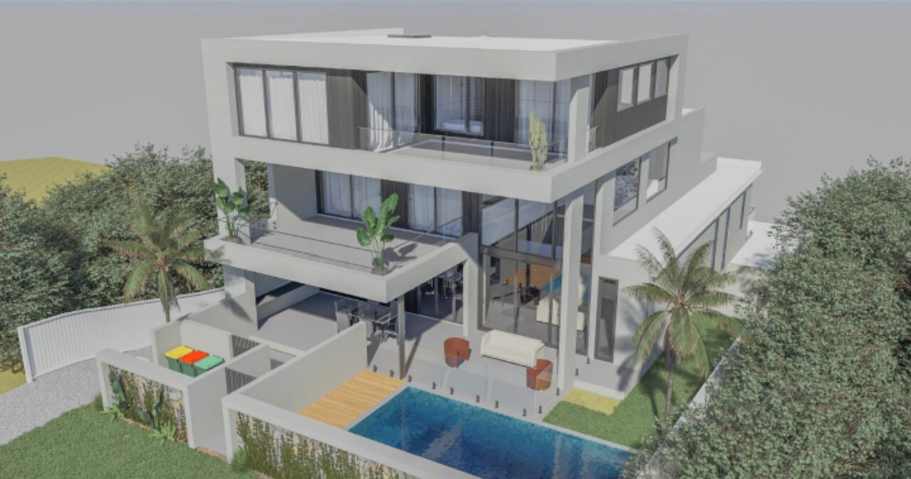 An aerial view of the proposed dwelling at 65 Pacific Boulevard, Buddina. Picture: Icon Building Design