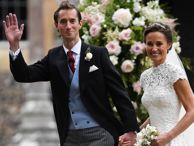 Pippa Middleton and her new husband James Matthews leave St Mark's Church in Englefield. Picture: AFP