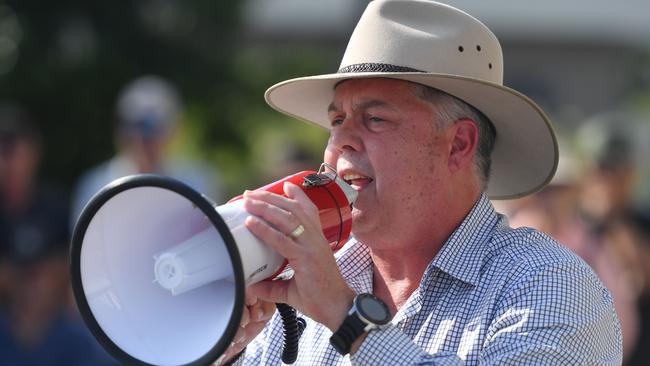 Member for Thuringowa Aaron Harper addresses the youth crime rally in Townsville.