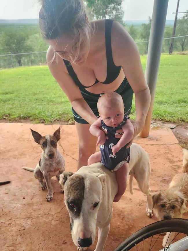 ...and with the family dog at the Kidman Springs cattle station. Picture: Supplied