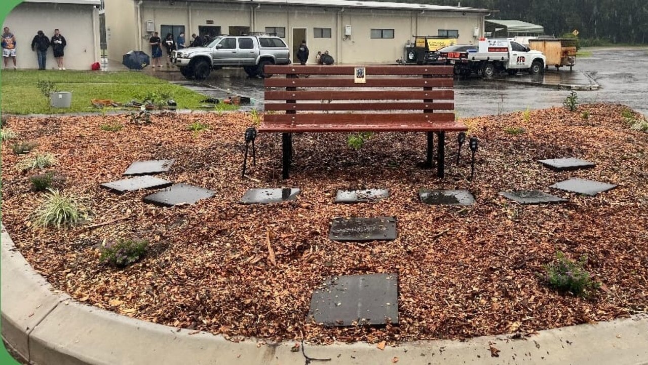 Memorial garden and bench for Ben Hunter. Picture – Facebook.