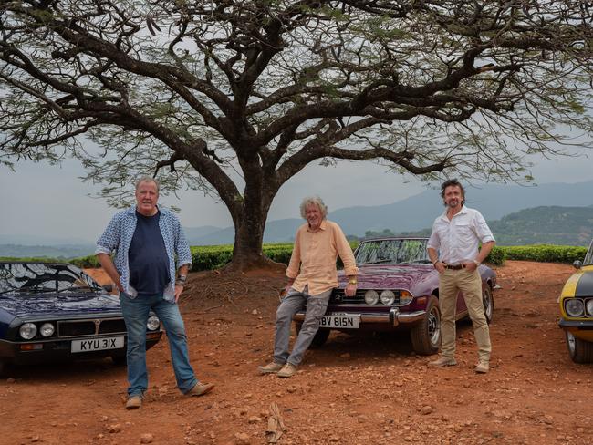 Jeremy Clarkson, Richard Hammond and James May in The Grand Tour: One for the Road.