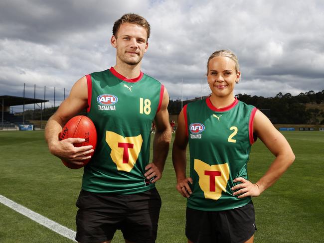 Mitch Brouwer and Sarah Skinner will play for Tasmania against Norwood on Sunday. Picture: Nikki Davis-Jones