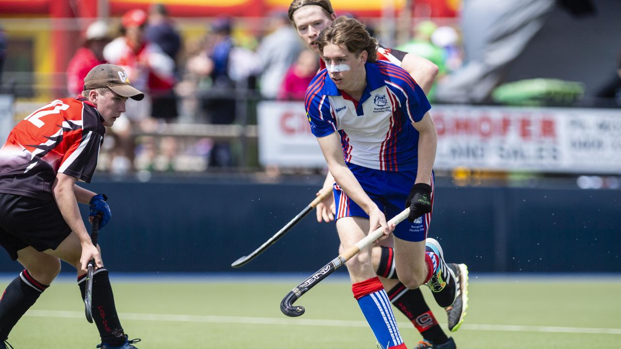 Tom Campbell of Rangeville against Past High in J1 boys grand final hockey at Clyde Park. Picture: Kevin Farmer