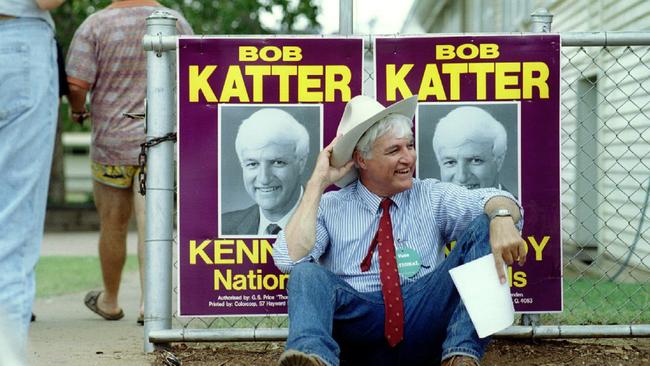 Then Nationals-candidate Bob Katter on the hustings in Mount Isa at the 1996 federal election.