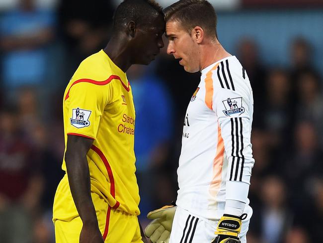 Mario Balotelli and Adrian get well acquainted.