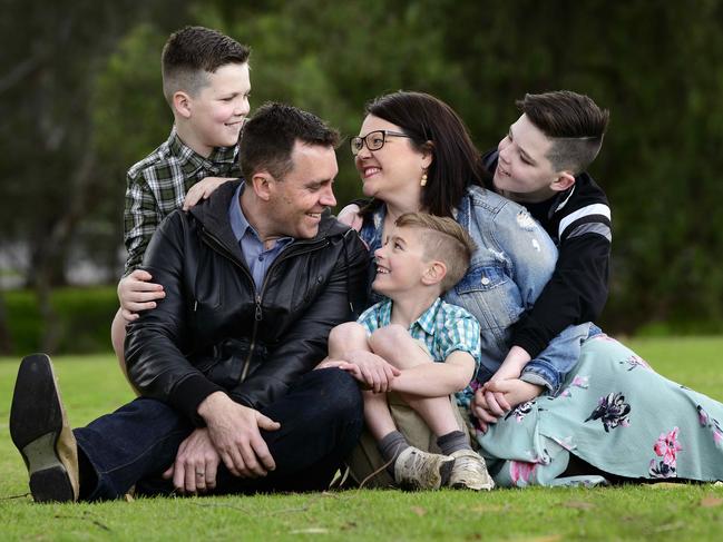 TOGETHER: Paul and Fleur Smith with their sons Jacob, 10, Taylor, 8 and Caleb, 11, at Carisbrooke Reserve in Salisbury Park. Picture: Bianca De Marchi