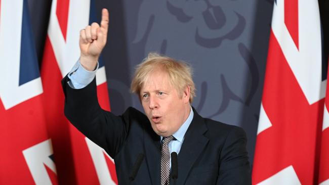 ‘A great deal … that takes back control of our destiny’: Boris Johnson in Downing Street on Friday. Picture: AFP