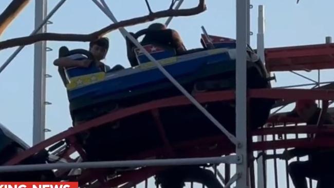 Passengers on the ride in question. Picture: Nine News