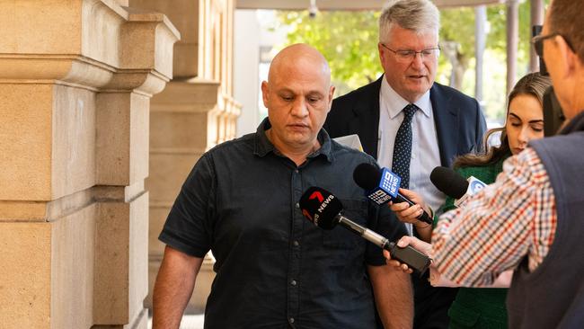 Lawyer Craig Caldicott, right, told the court Gligora, centre, should receive a suspended or home detention sentence. Picture: NCA NewsWire / Morgan Sette