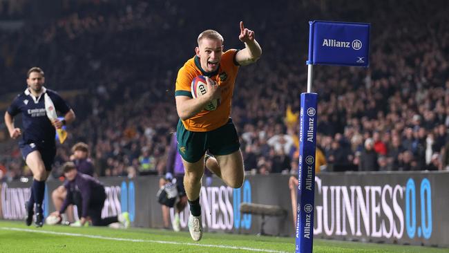 Max Jorgensen scores the winner. Photo by Julian Finney/Getty Images.