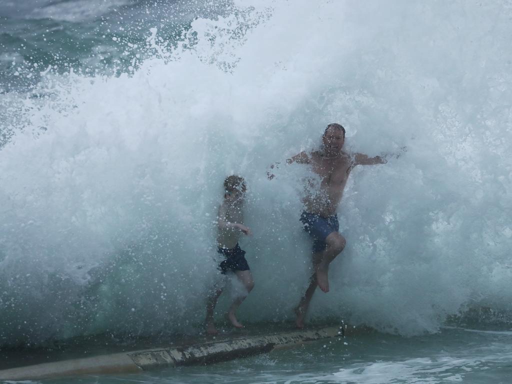 Swimmers in Bronte pool could see the sea baths closed more often in the cooler months, if the BOM’s predictions of extra rainfall come true. Picture: John Grainger