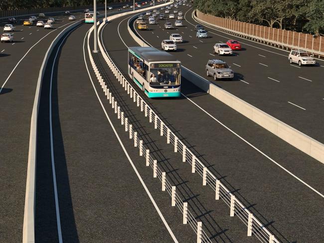 Mock ups of the Doncaster Busway from 2017. Supplied: State Government
