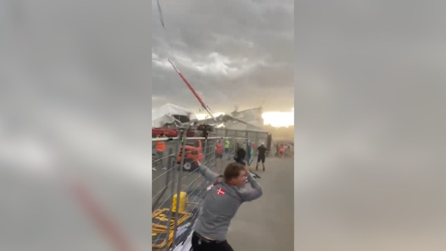 Wild weather in Sydney lifts catamaran into air