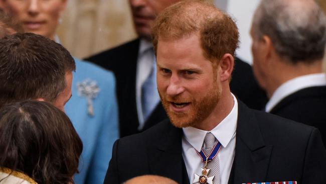 Harry and his Dior suit at yesterday’s coronation. Picture: Odd Andersen / AFP