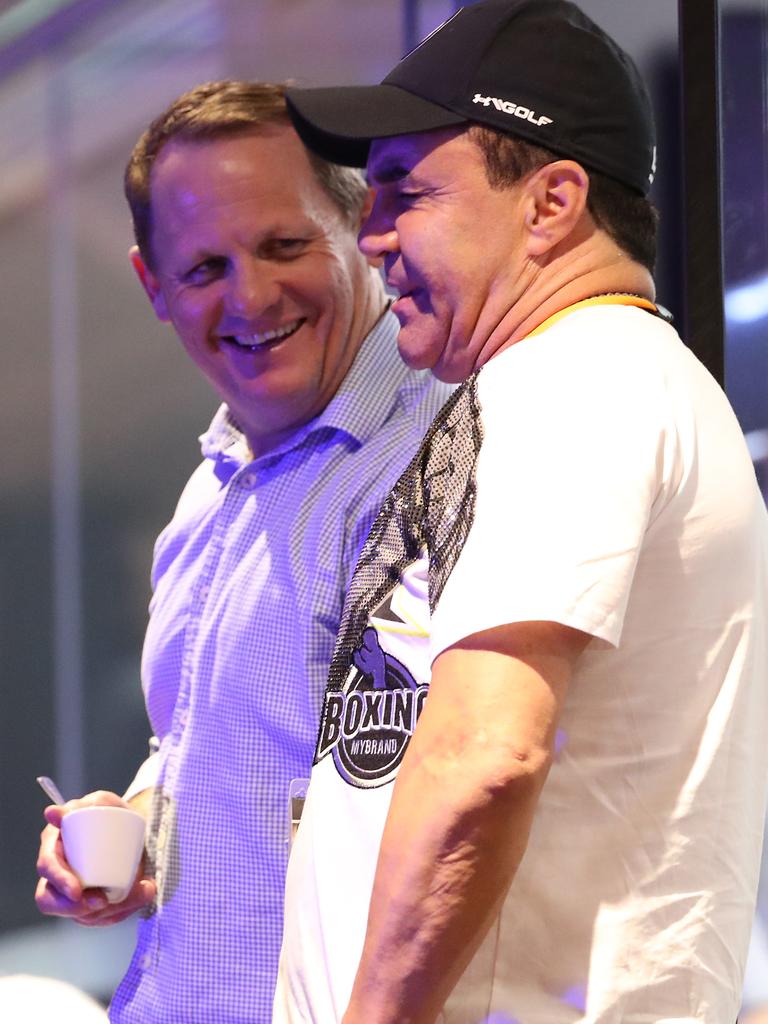 Kevin Walters and Jeff Fenech at Horn-Mundine at Suncorp Stadium. Picture: Peter Wallis