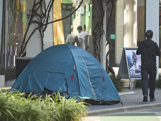 Tent on Rundle St in Adelaide, Sunday, Sept. 10, 2023. Picture: Matt Loxton