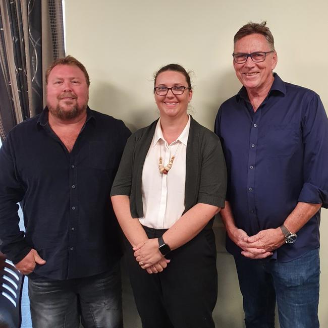 Territory Alliance's Daniel Kelly (Katherine branch), Melanie Usher (Katherine candidate) and Terry Mills (leader). Picture: Supplied