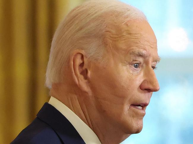 US President Joe Biden speaks during the first-ever White House Conference on Womenâs Health Research, in the East Room of the White House in Washington, DC, on December 11, 2024. (Photo by Samuel Corum / AFP)