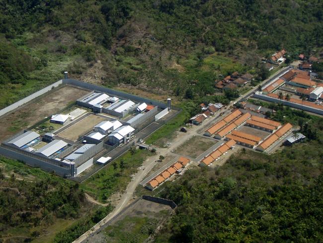 High security ... The Pasir Putih Prison, left, and Permisan Prison, right, are two of the seven prisons on Nusa Kambangan Island. Picture: News Corp