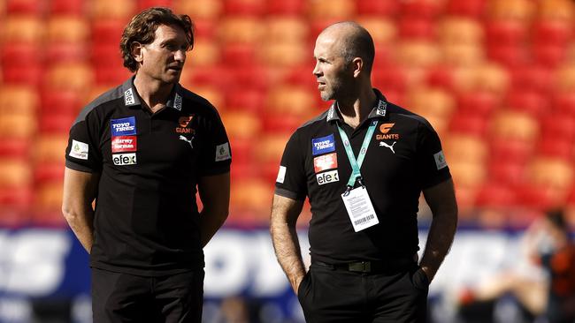 James Hird and interim GWS coach Mark McVeigh.