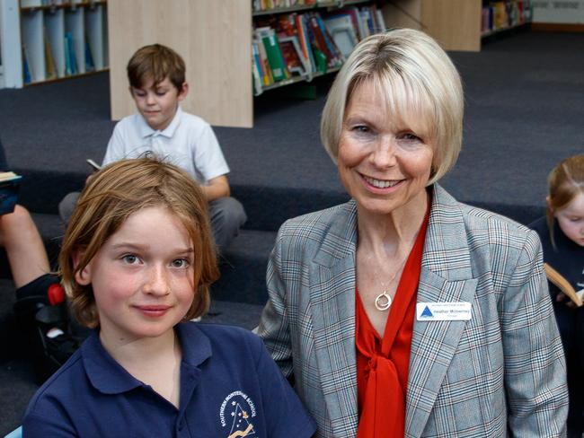 Southern Montessori School principal Heather McInerney with Felix 9 and students (from left) Progga 8,  Jai 11, Lachlan 8, Maya 7 and Sophie 9 on July 27, 2020. The School has some of the best NAPLAN results in the region.