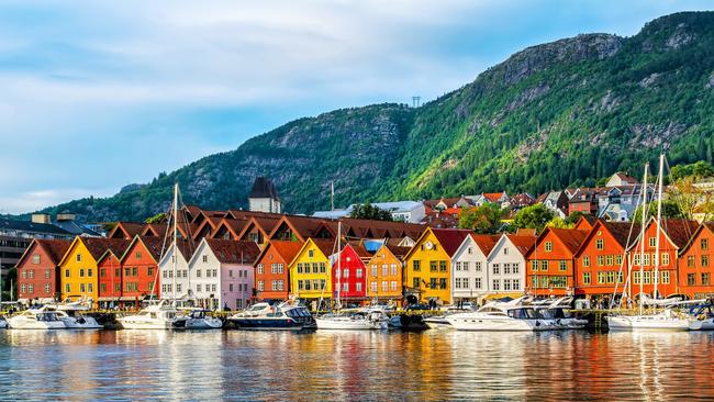 The historic Hanseatic wharf in Bergen, Norway.