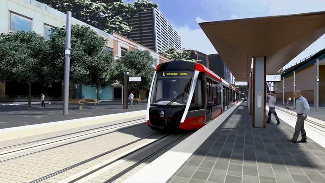 A screen capture from the newly released computer-generated vision of the Sydney Light Rail.