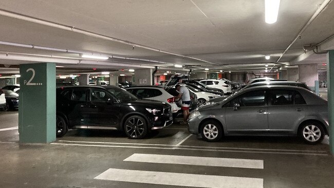 The Lane Cove carpark was filled with cars during the day.