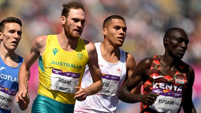 BIRMINGHAM, ENGLAND - AUGUST 06: Oliver Hoare of Team Australia competes during the Men's 1500m Final on day nine of the Birmingham 2022 Commonwealth Games at Alexander Stadium on August 06, 2022 on the Birmingham, England. (Photo by David Ramos/Getty Images)