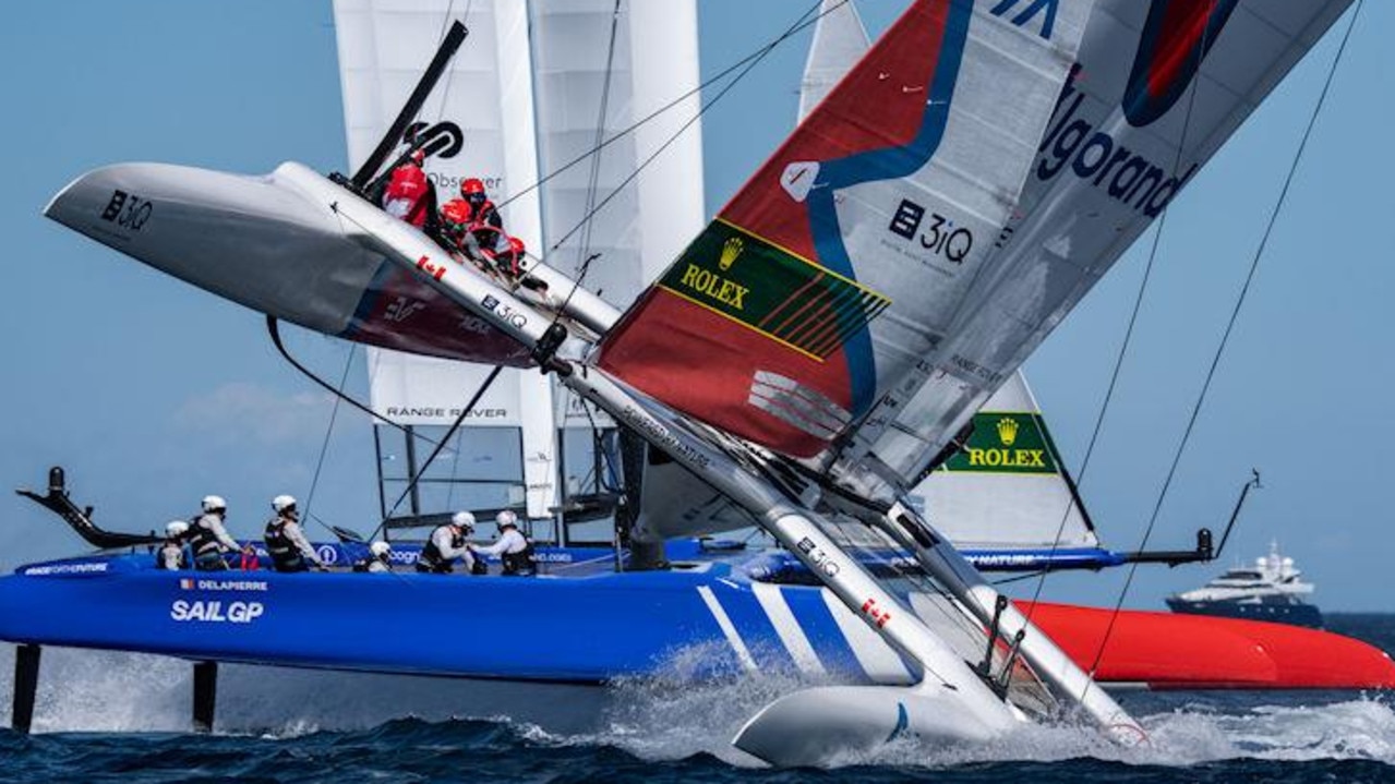 The action in SailGP is fierce - and close. Picture: SailGP