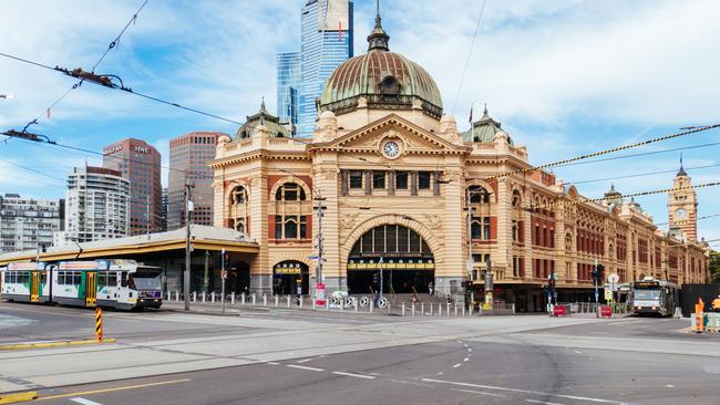 A deserted Melbourne CBD during a Covid-19 lockdown. Picture: Getty