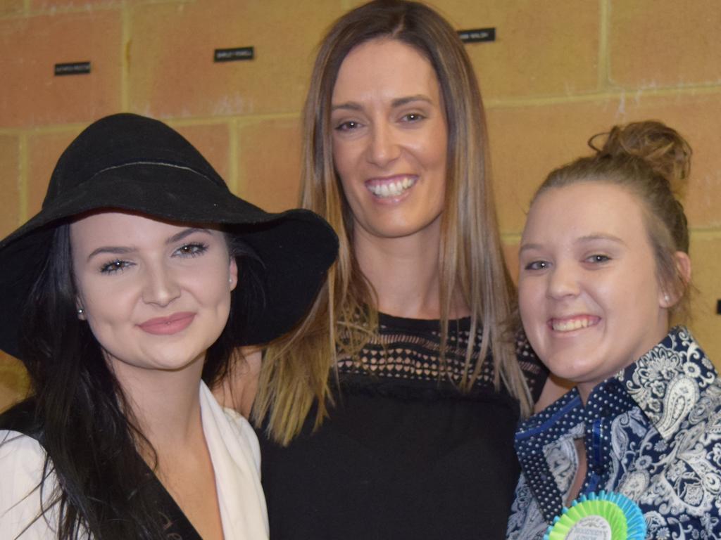 Miss Showgirl 2017 Vanessa McIntyre with co-ordinator Tamara Thode and Junior Rural Ambassador 2017 Emily Spry at the weekend show.