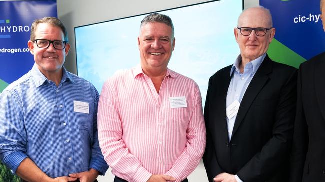 Climate Impact Corporation’ (CIC) David Green, right, with Solomon MP Luke Gosling and Mining Minister Mark Monaghan.