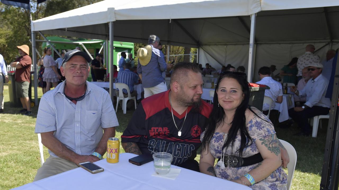 Tanya Brown with Brad Crouch and Jamie Hayco at the Lismore Cup on Thursday.