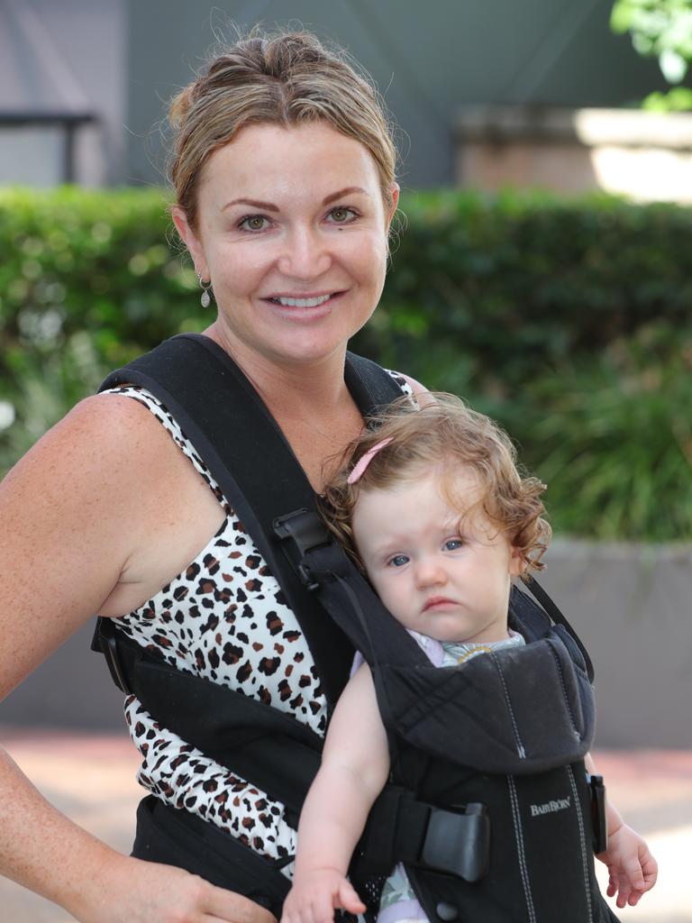 Faces of the Gold Coast, at Broadbeach. Amanda Wilson and daughter Olive 1 from Newcastle. .... Picture Glenn Hampson