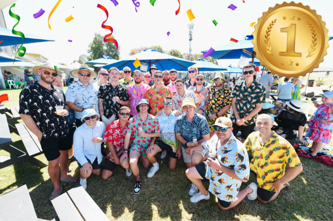 Ethan Frawley, Jak Bartlett and the Mernda Cricket Club team have claimed first place in the Yarra Valley Cup best dressed competition.