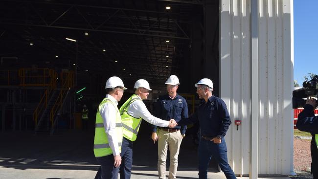 Acting Premier Steven Miles was joined by Member for Gladstone Glenn Butcher and Alpha HPA Managing Director Rimas Kairaitis.